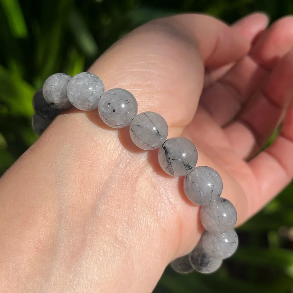 11mm strechable tourmalinated quartz bracelet‎
